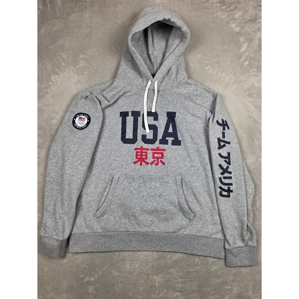 Polo Ralph Lauren Hoodie Mens XL Gray USA Tokyo 2020 Olympics Fleece Sweatshirt